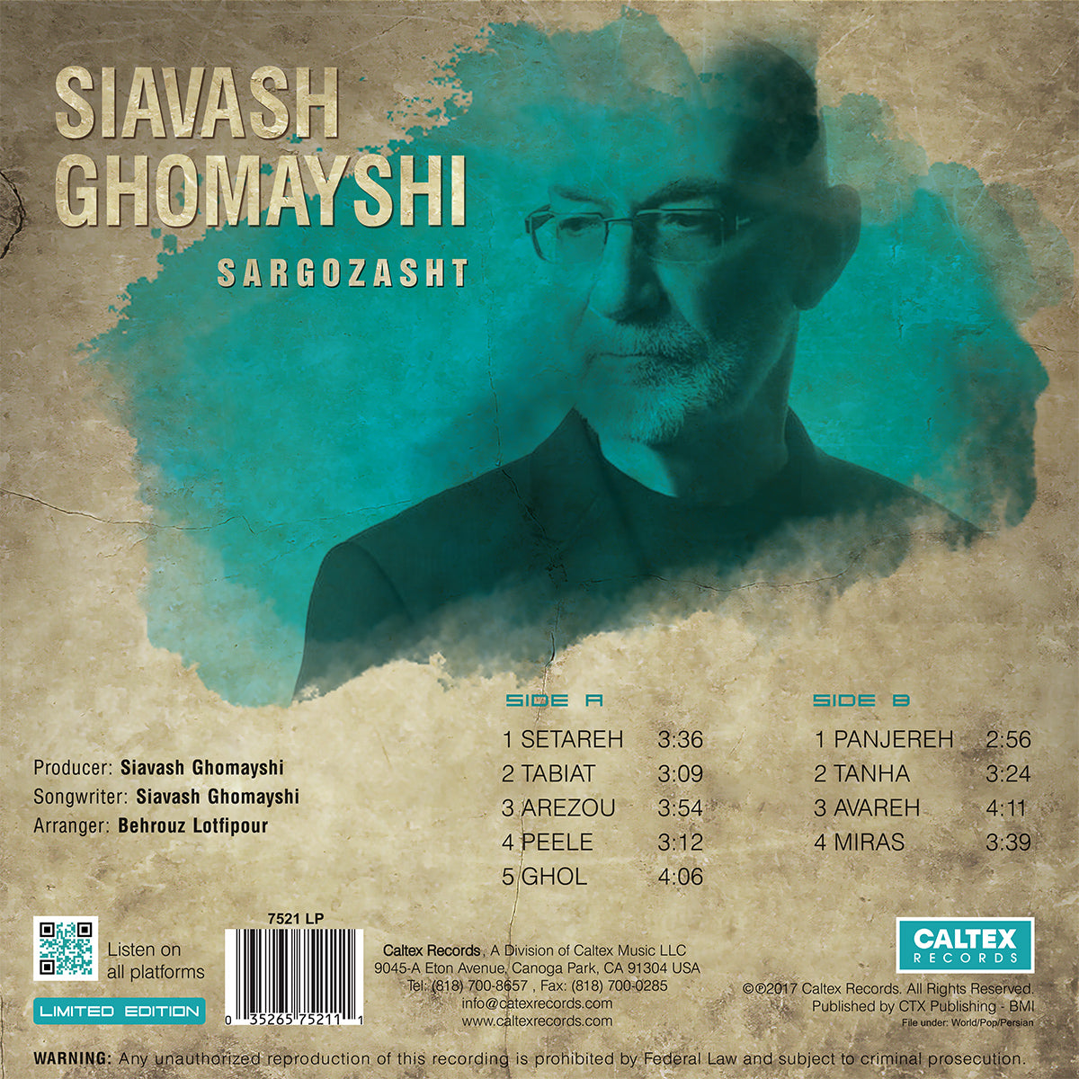 Siavash Ghomayshi - Sargozasht (Vinyl)